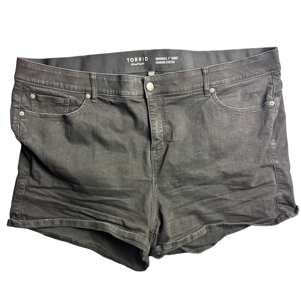 Torrid Bombshell 5" Short Premium Stretch‎ Black Denim Plus Size 28 Womens